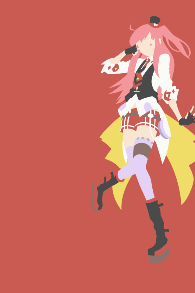 Девушка аниме Лог Горизонт на красном фоне