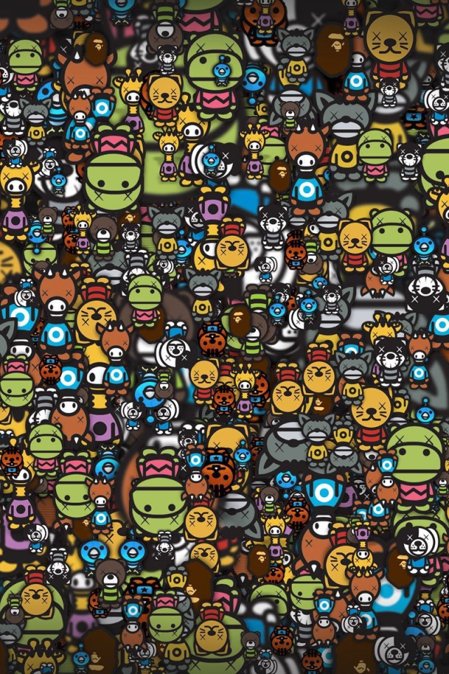 Фон из лиц героев аниме