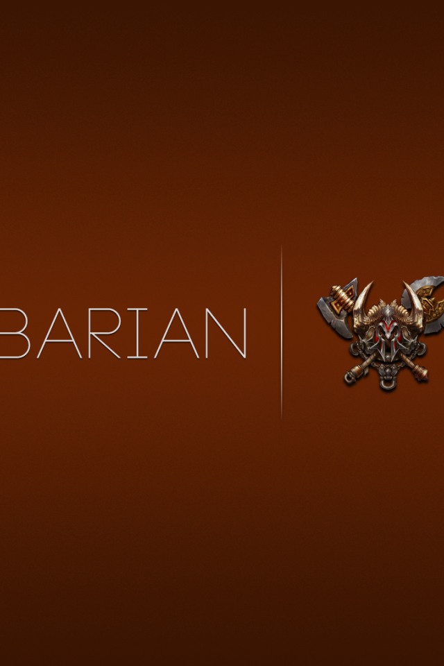 Барбариан из игры Diablo 3, оранжевый фон