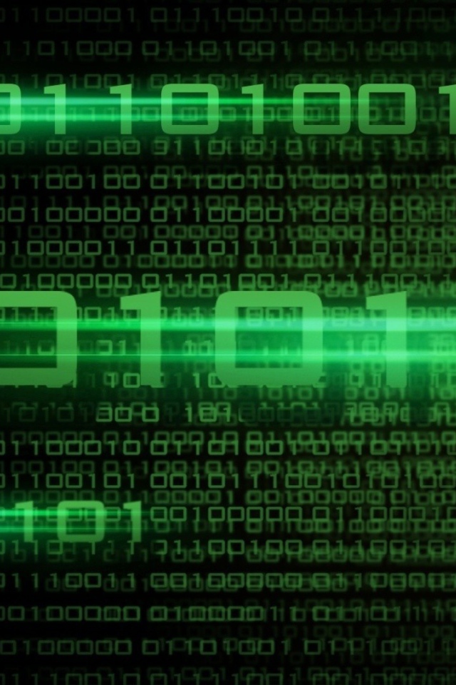 Двоичные коды, зеленые цифры на черном фоне