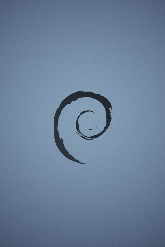 Черный символ Debian на голубом фоне