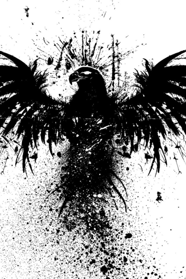 Черная птица на белом фоне