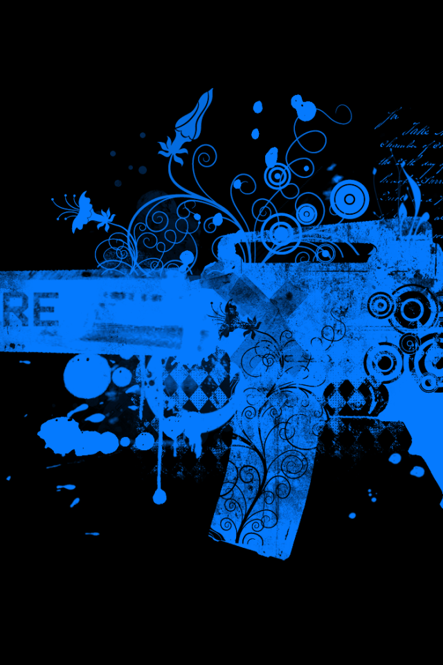 Голубой автомат, черный фон