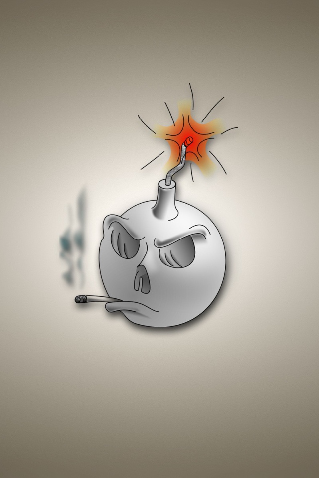 Бомба готова взорваться, серый фон