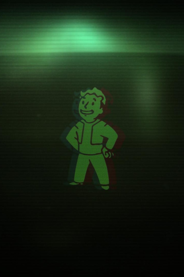 Персонаж Pip-Boy, зеленый фон