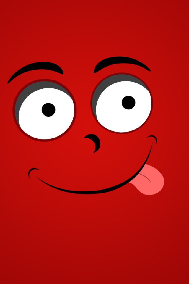 Веселая мордашка на красном фоне