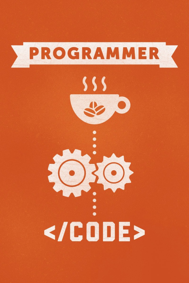Кофе для программиста, оранжевый фон