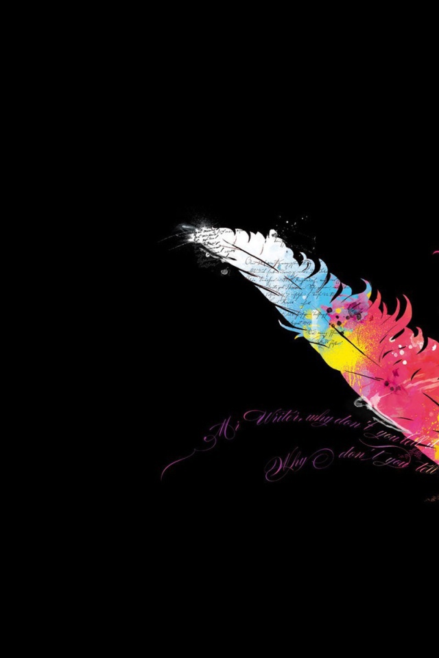 Красочное перо для письма, черный фон