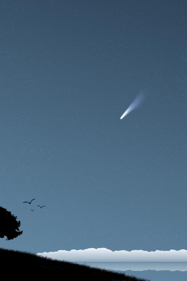 Комета в небе, фон