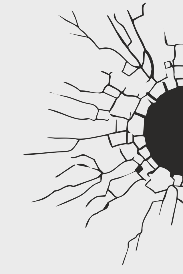 Трещины вокруг черной дыры, белый фон