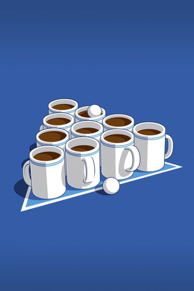 Чашки с кофе, голубой фон