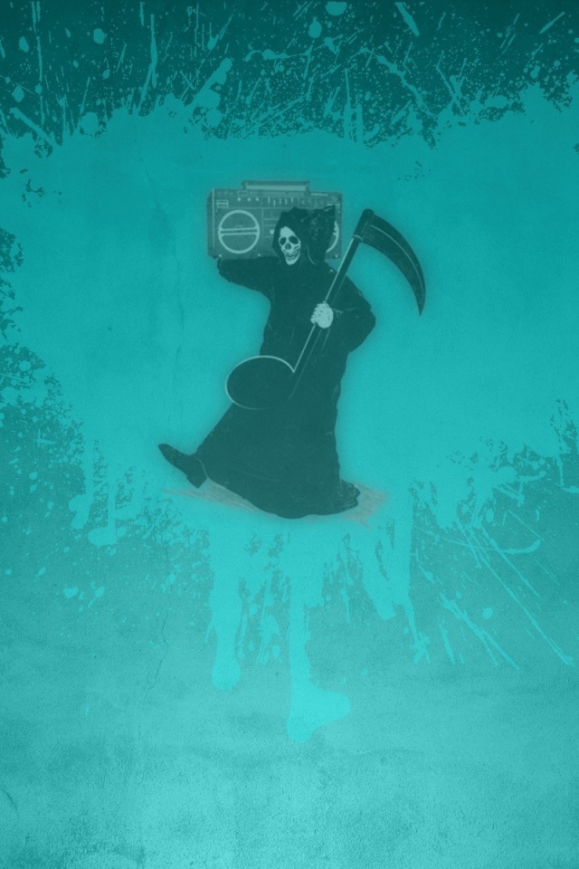 Смерть с магнитофоном, голубой фон