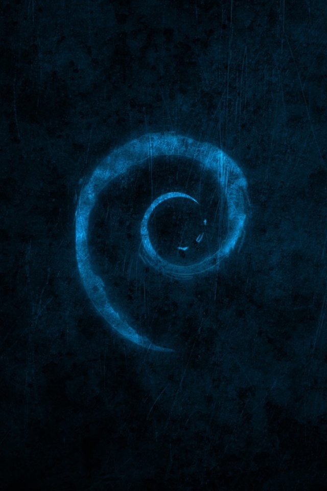 Логотип Debian на сине черном фоне