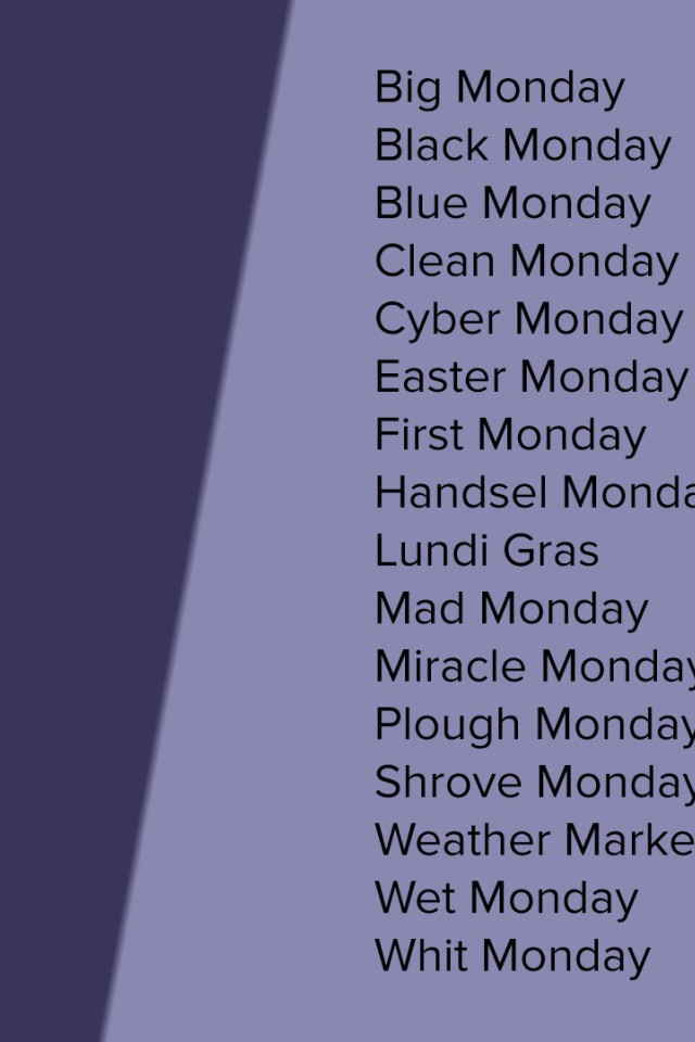 Описание понедельника на английском языке