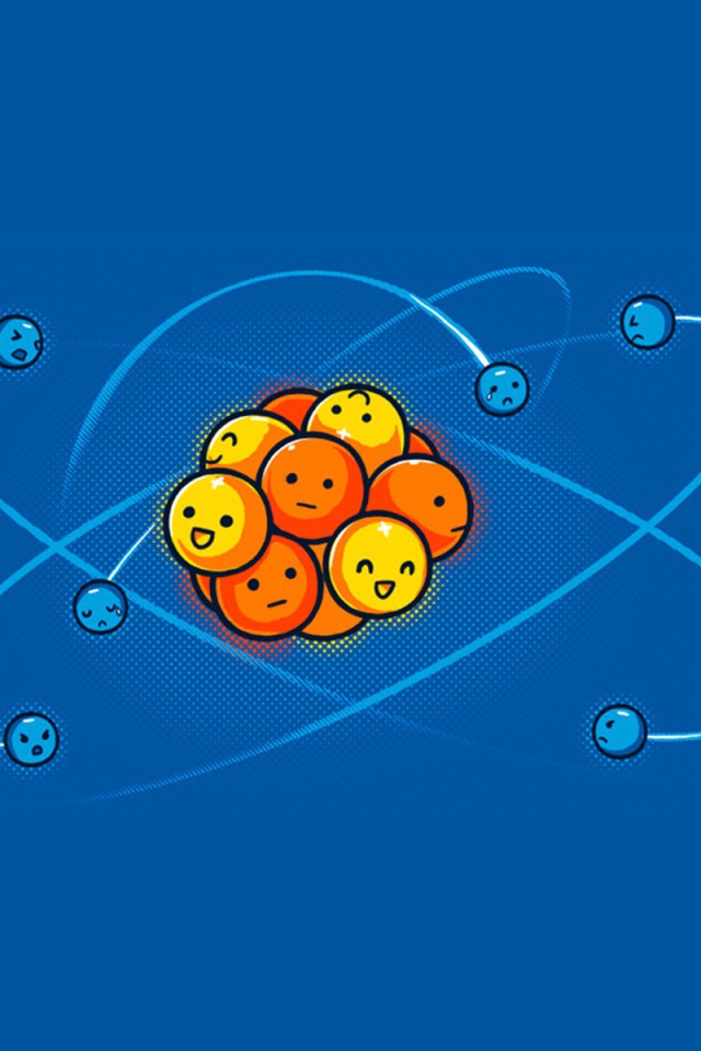 Устройство атома, голубой фон