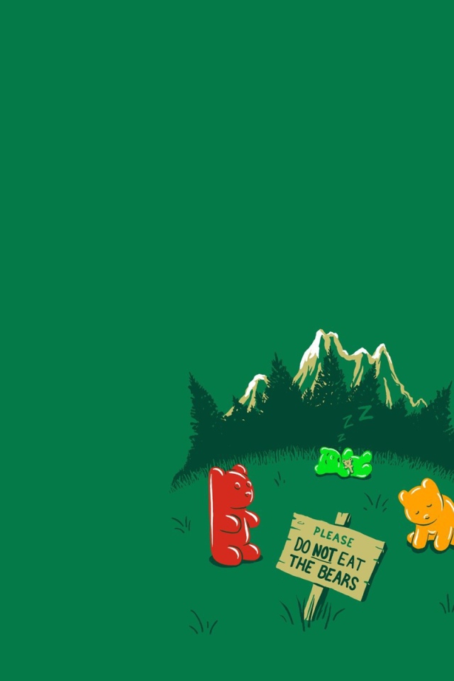 Не ешьте медведей, зеленый фон