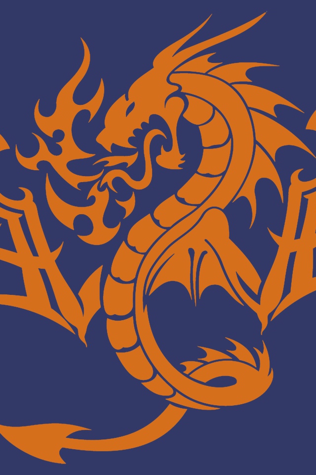 Дракон на синем фоне, стиль трибал