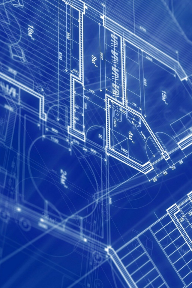 Чертеж механизма, голубой фон