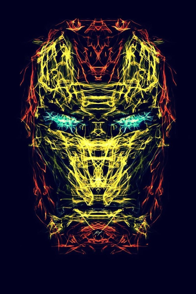 Схема маски Железного человека, синий фон