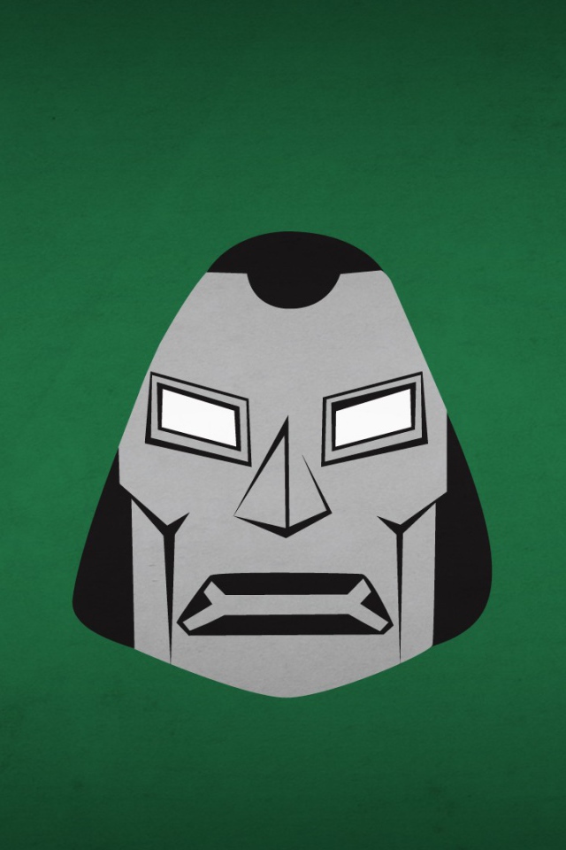 Лицо доктора Дум, зеленый фон