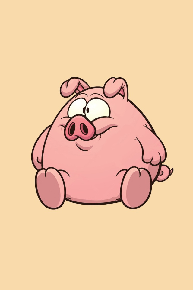 Жирный поросенок на светлом фоне