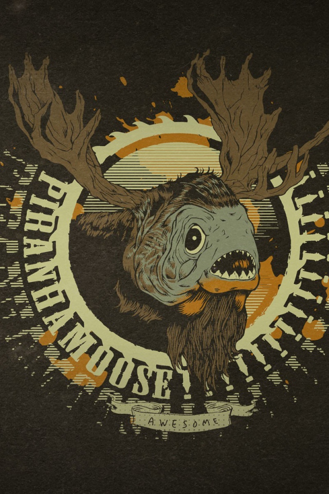 Рыба с бородой и рогами, коричневый фон