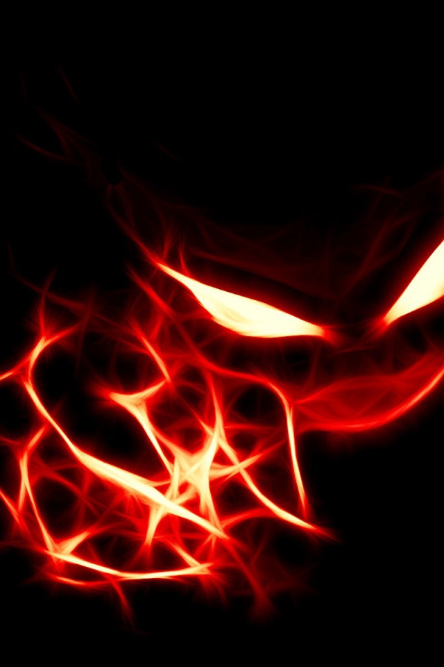 Пламенный монстр на черном фоне