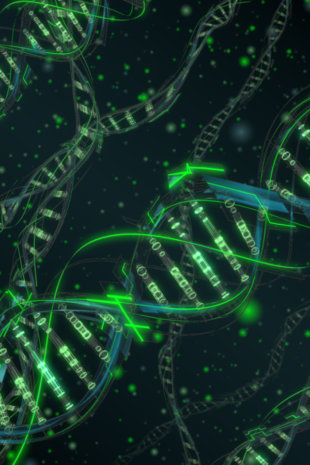Зеленые нити жизни ДНК, фон