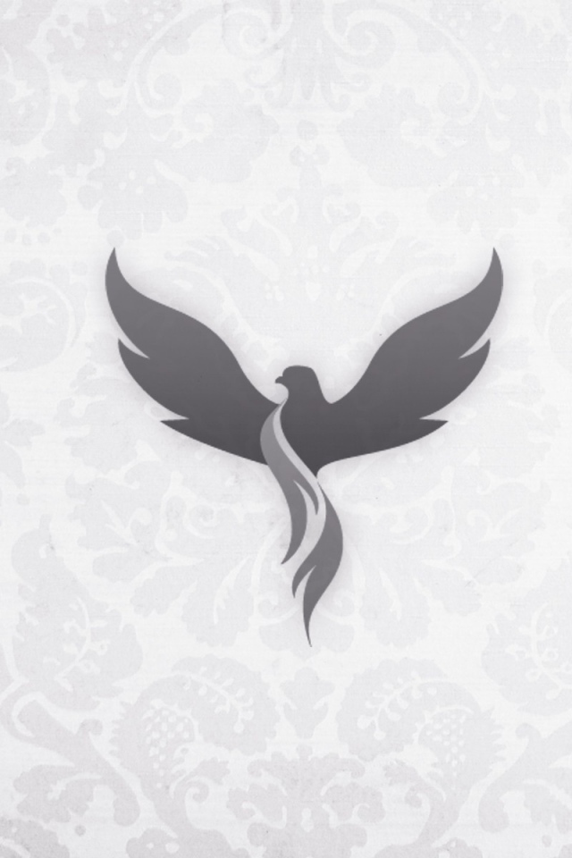 Серый феникс на светлом фоне