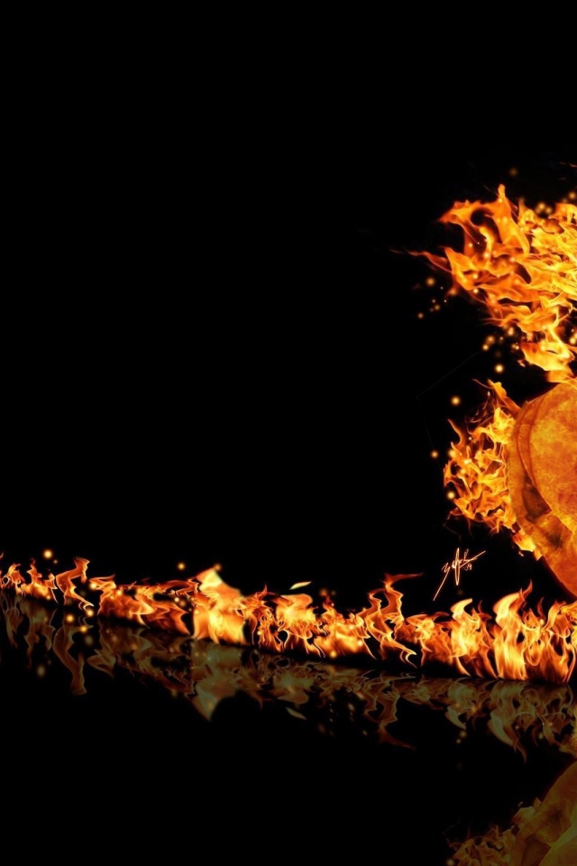 Конь из огня, черный фон