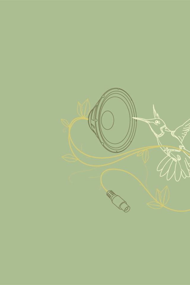 Колибри поет, серый фон