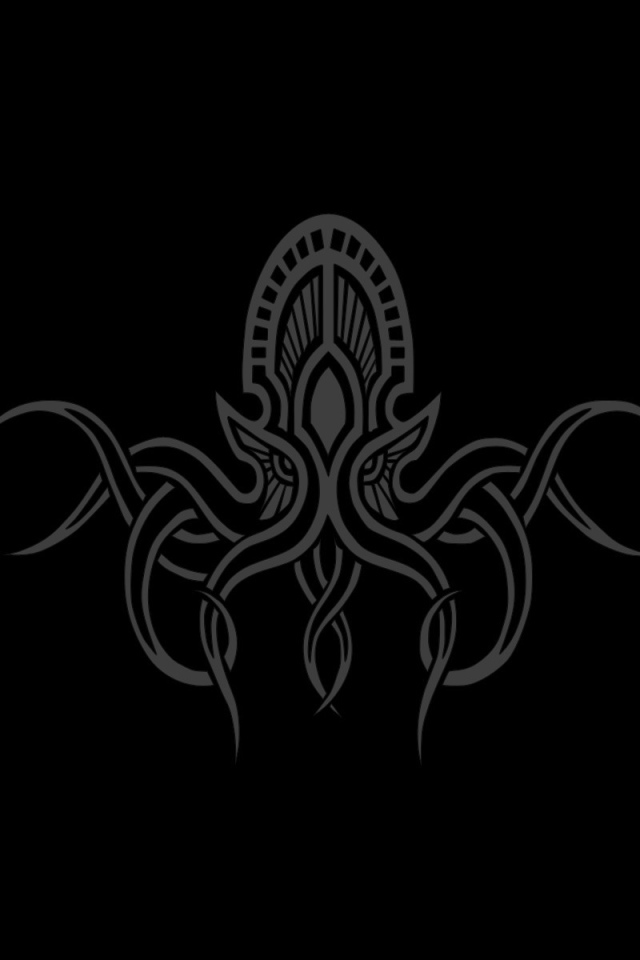 Изображение осьминога инопланетянина на черном фоне