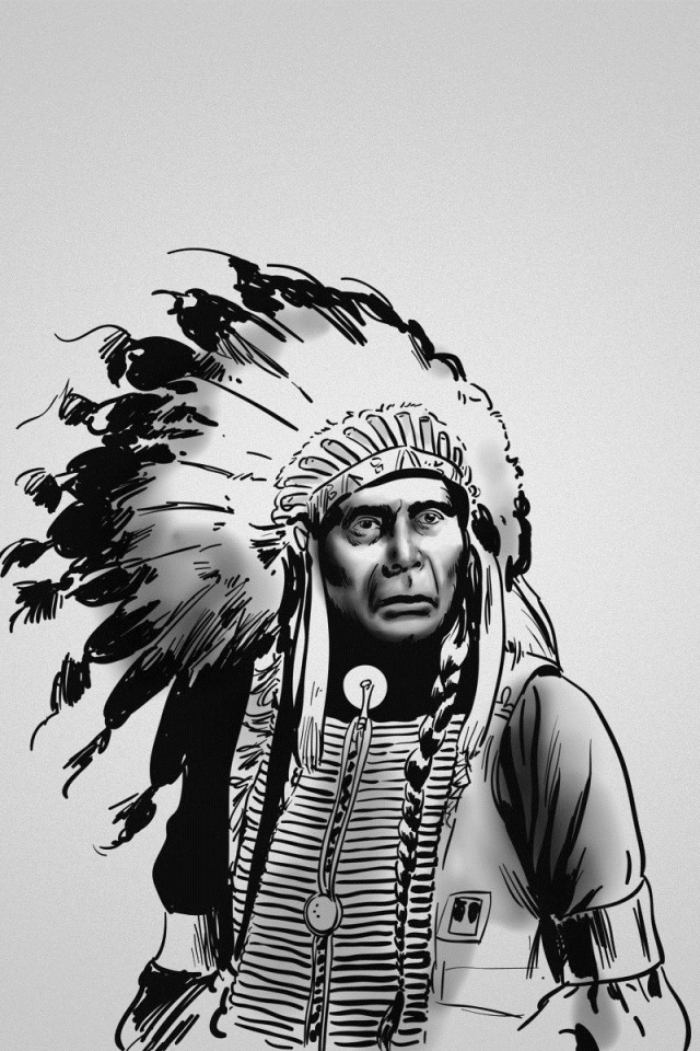 Изображение индейца на сером фоне