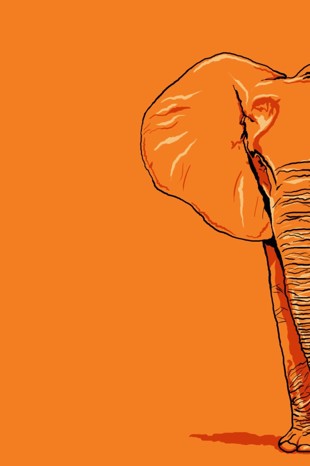 Изображение слона, оранжевый фон