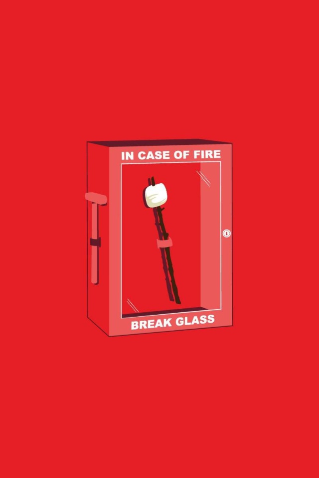 На случай пожара, красный фон