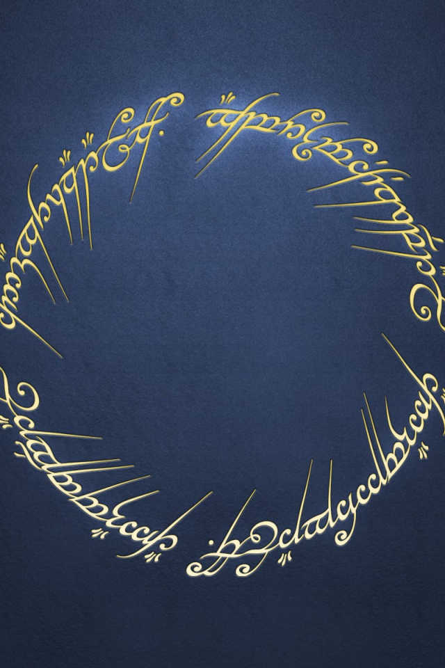 Надписи с Кольца всевластия на синем фоне