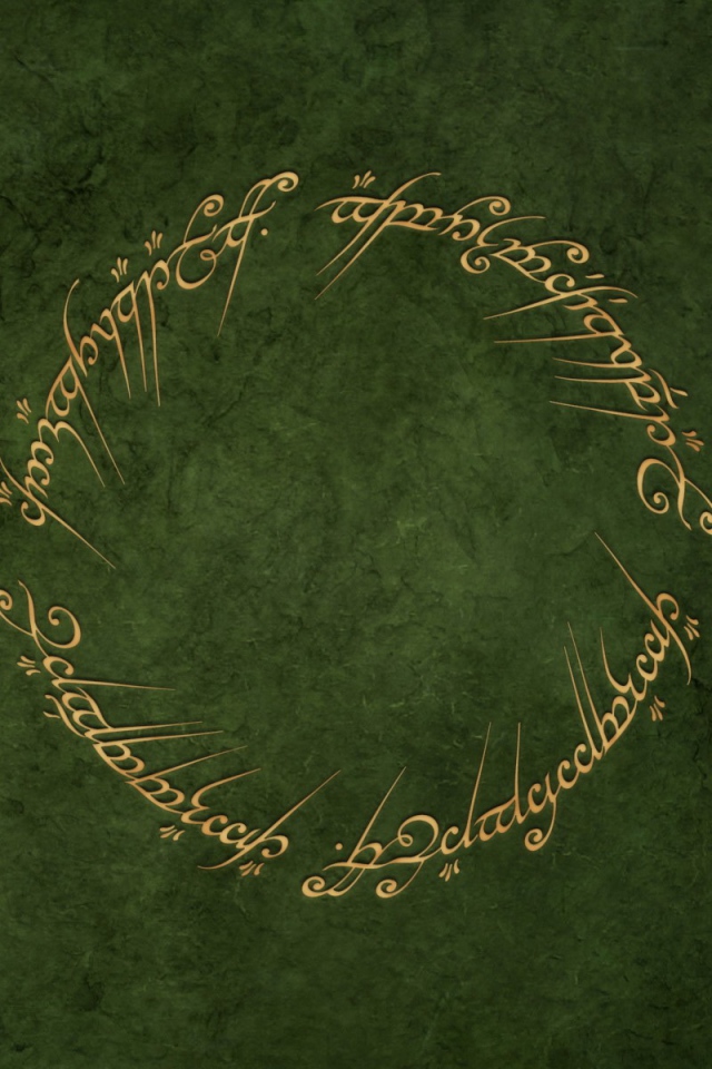 Надписи с кольца всевластия на зеленом фоне