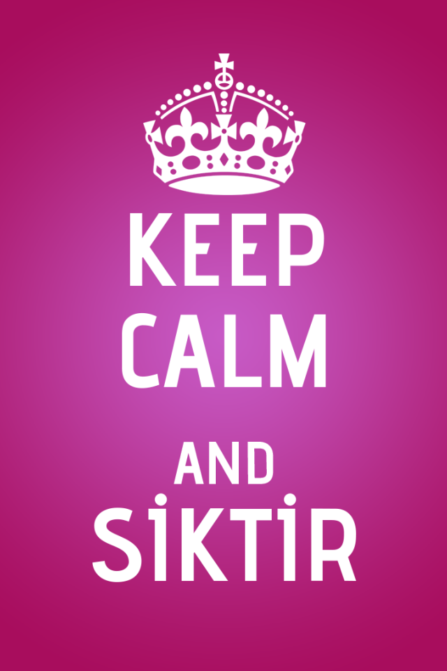 Сохраняйте спокойствие и идите прочь, сиреневый фон