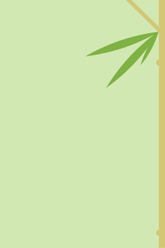 Лист на стебле бамбука, светло зеленый фон