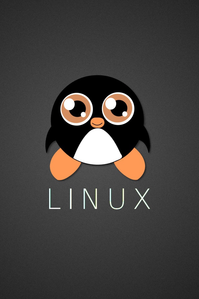 Пингвин Линукс, серый фон