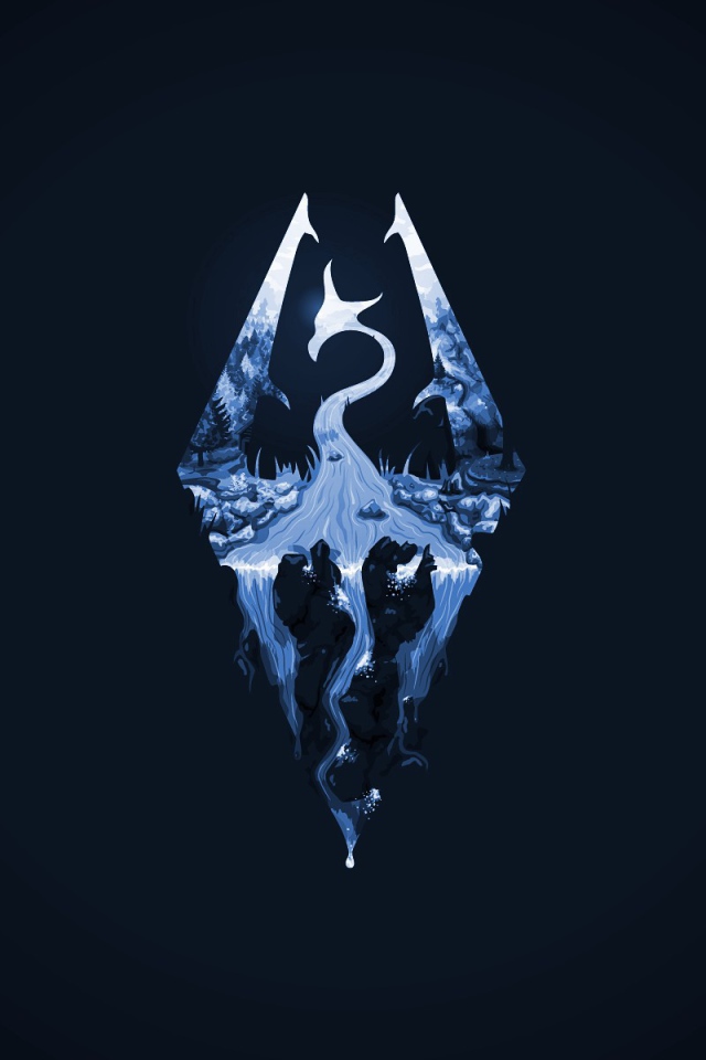 Логотип игры The Elder Scrolls, синий фон