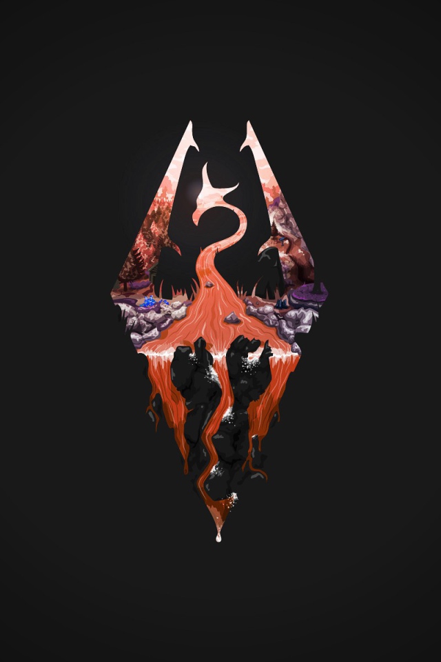 Логотип игры The Elder Scrolls, серый фон