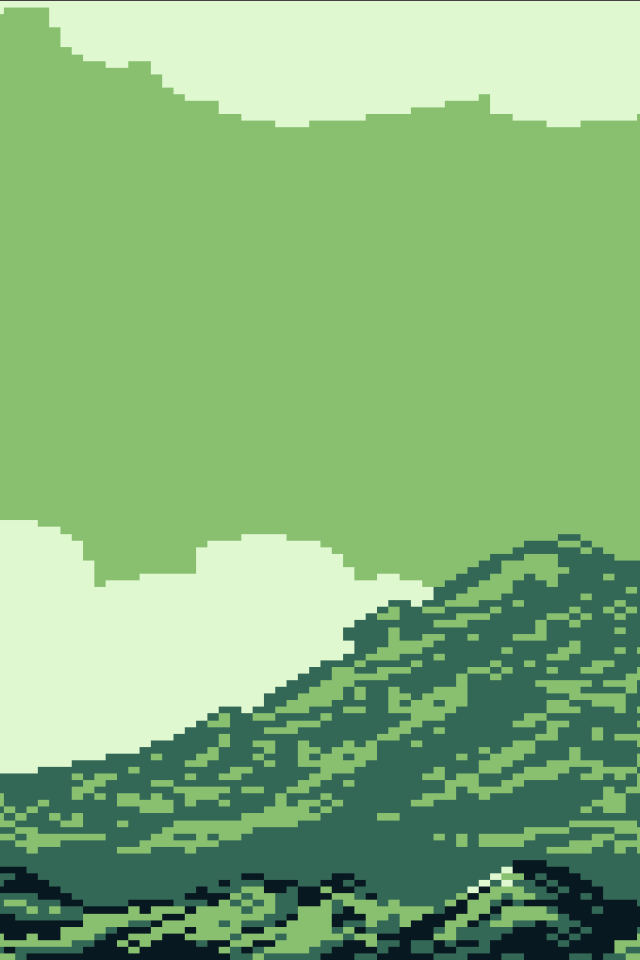 Горный пейзаж, цифровой зеленый фон