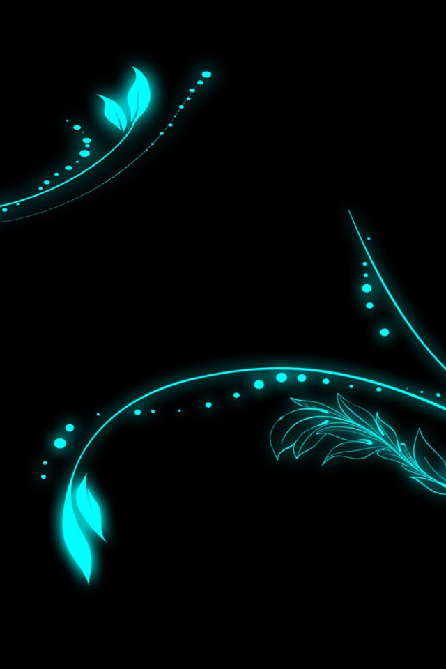 Неоновые цветы на черном фоне