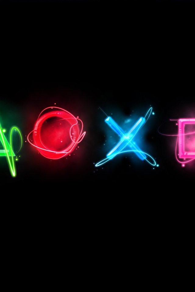 Неоновые геометрические фигуры на черном фоне