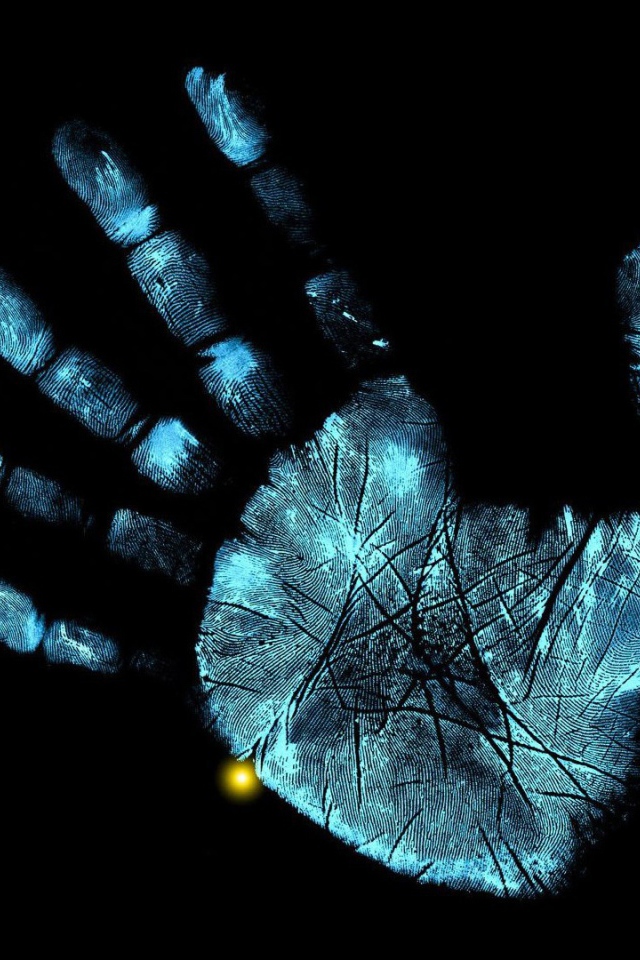 Неоновый отпечаток руки