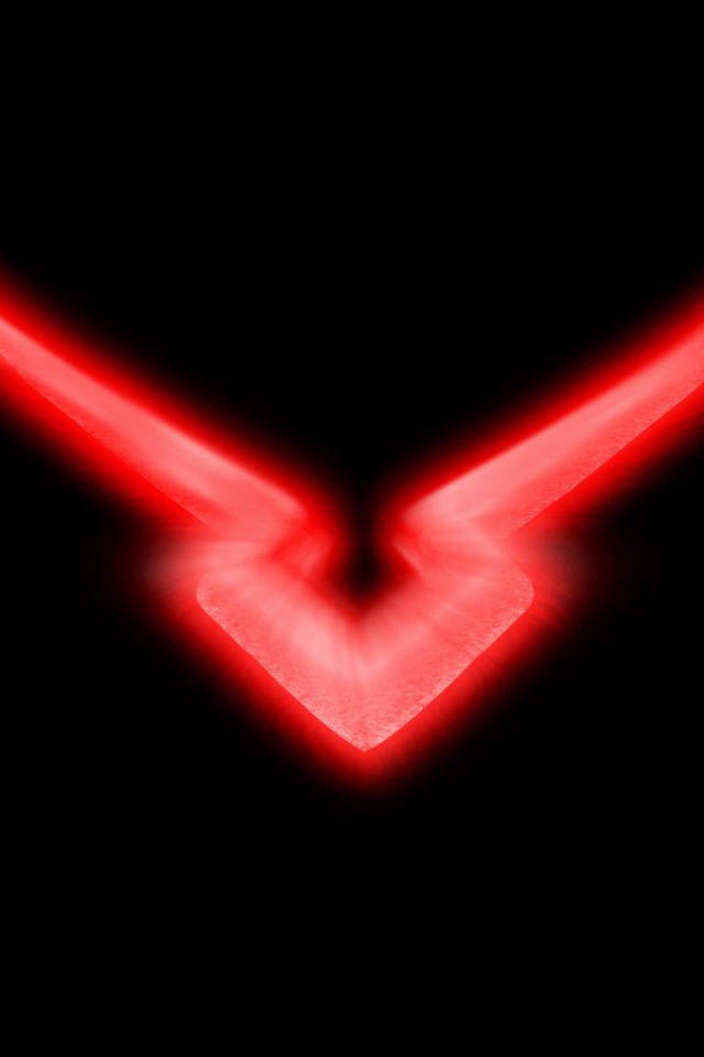 Красный неоновый символ на черном фоне