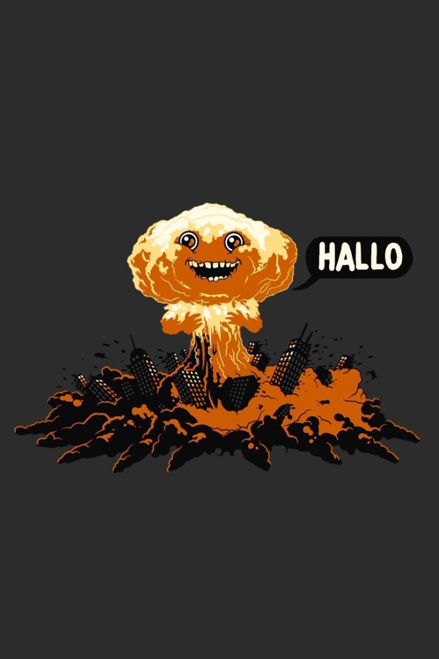 Ядерный взрыв, серый фон