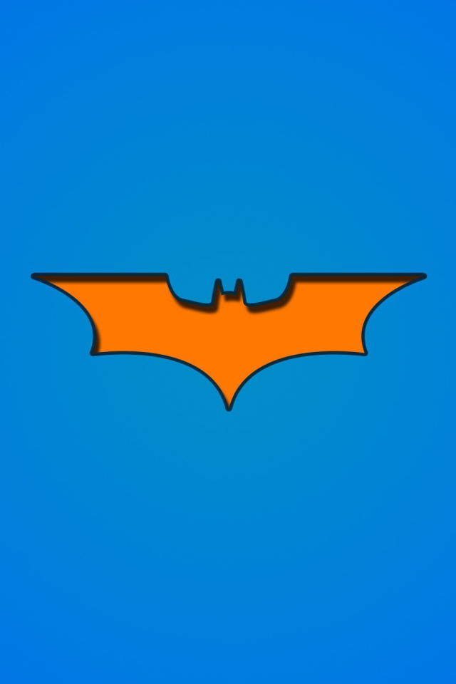 Оранжевый символ Бетмана на голубом фоне
