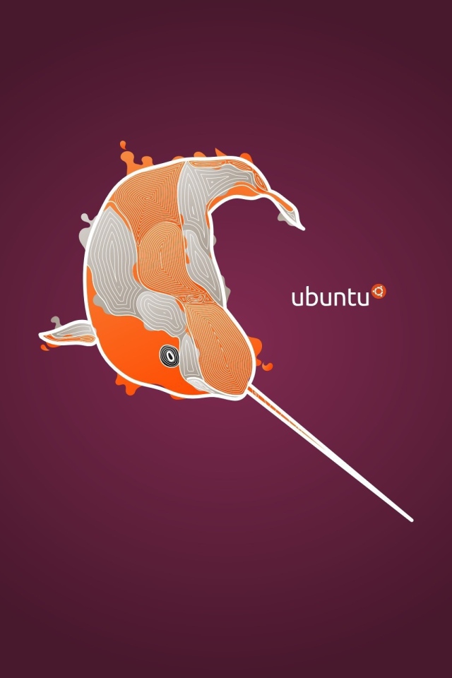 Оранжевый нарвал, фон Ubuntu